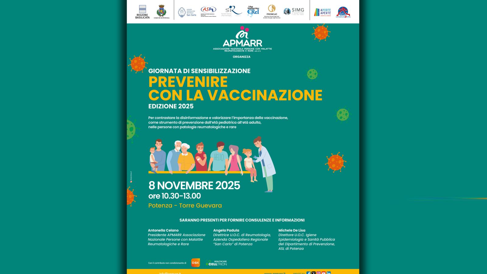 APMARR E AOR SAN CARLO: SABATO 8 NOVEMBRE ALLA TORRE GUEVARA PER UNA GIORNATA DI SENSIBILIZZAZIONE SULL'IMPORTANZA DELLE VACCINAZIONI NELLE PERSONE CON MALATTIE RARE